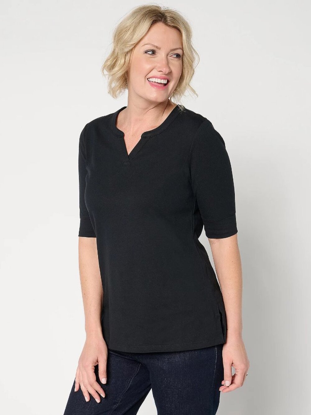 Denim & Co. Essentials Petite Perfect Jersey Tunic, Blk Sz 1XP a678860